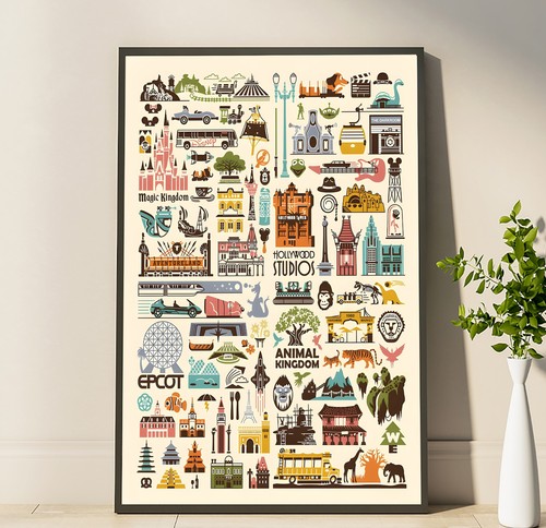 Poster icone parchi - poster, disney